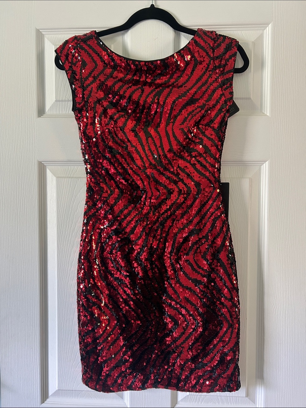 Guess Red and Black Sequin Mini Dress